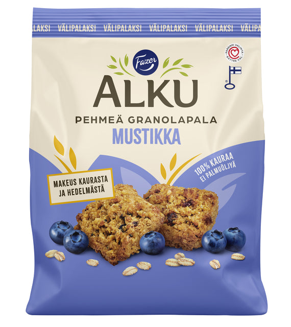 Fazer Alku Mjuka granolabitar blåbär mellanmålskex 120g - Fazer Store
