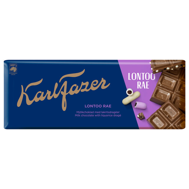 Karl Fazer Lakritsdragéer chokladkaka 180 g - Fazer Store