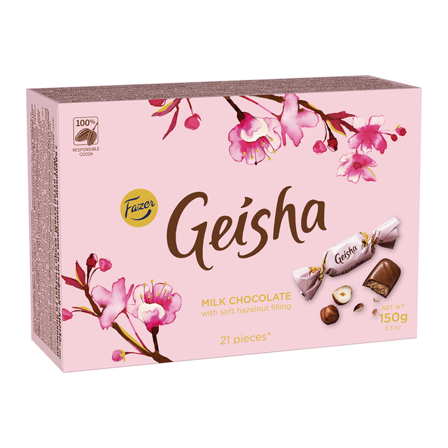 Geisha Mjölkchoklad med hasselnötsfyllning 150 g - Fazer Store