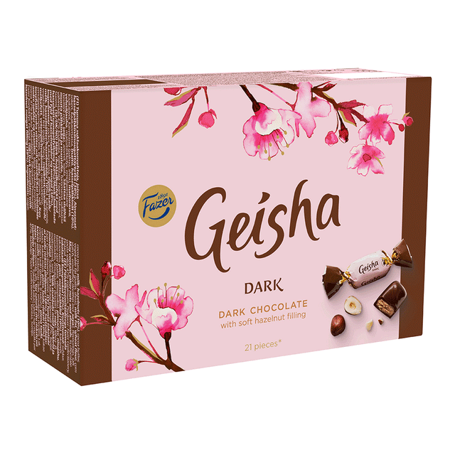 Geisha Mörk choklad med hasselnötsfyllning 150 g - Fazer Store