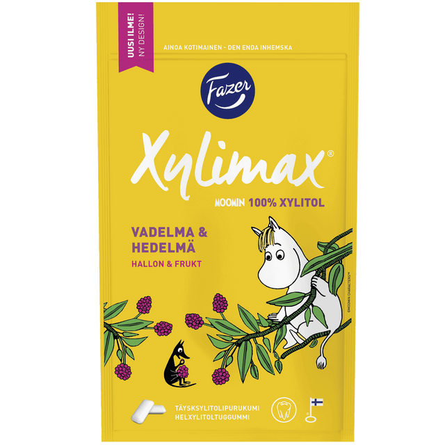 Xylimax Moomin hallon-frukt helxylitoltuggummi 100 g - Fazer Store