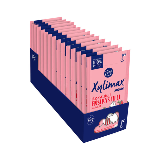 Xylimax Moomin jordgubb helxylitolpastiller 38g - Fazer Store