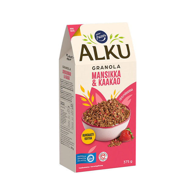 Fazer Alku Jordgubbar & kakao granola 375 g