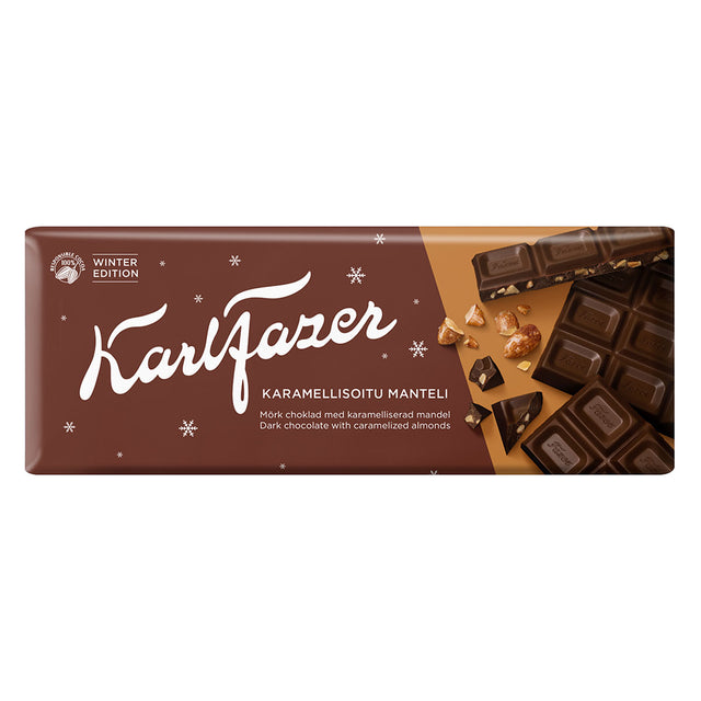 Karl Fazer Karamelliserad Mandel Mörk Choklad Winter edition chokladkaka 200g