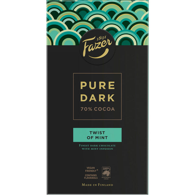 Fazer Pure Dark 70 % cocoa - Twist of Mint 95 g