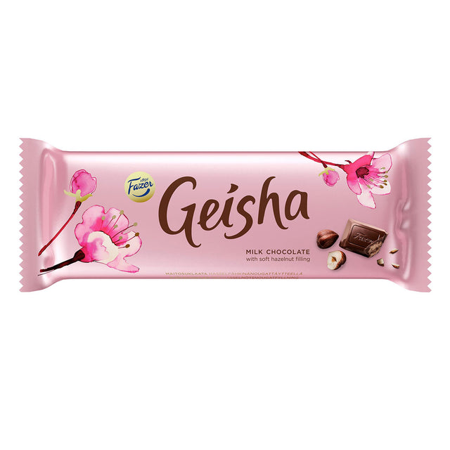 Geisha Mjölkchoklad med hasselnötsnougatfylling 100 g - Fazer Store