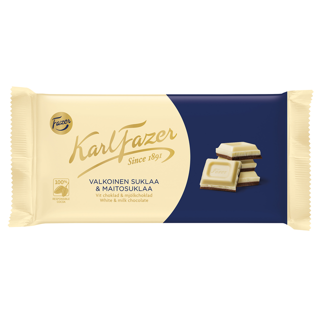 Karl Fazer Vit choklad & mjölkchoklad 131 g - Fazer Store