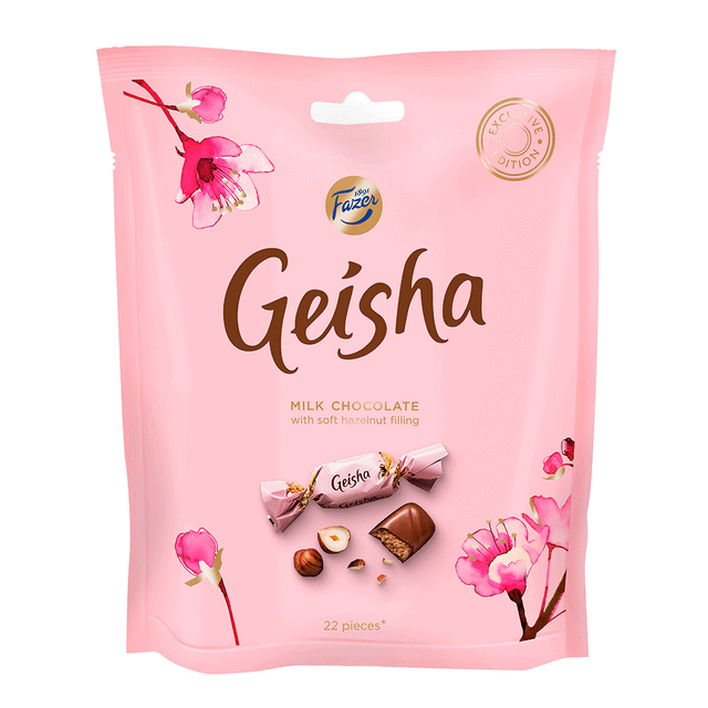 Geisha Mjölkchokladkonfekt med hasselnötsfyllning 160 g - Fazer Store