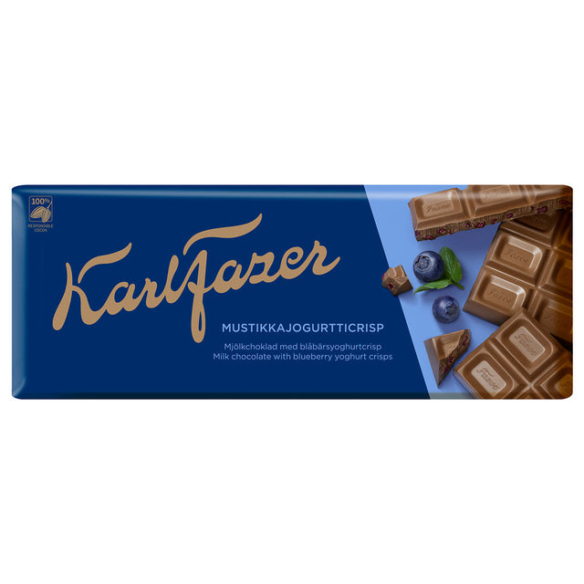 Karl Fazer Mjölkchoklad med blåbärsyoghurtcrisp 190 g - Fazer Store